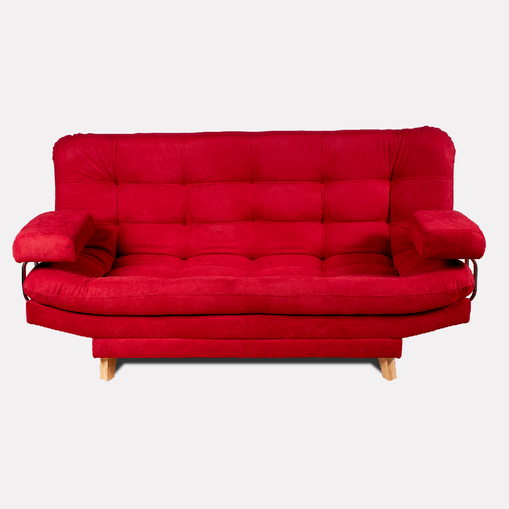 Sofá Cama Valencia Rojo + Puff