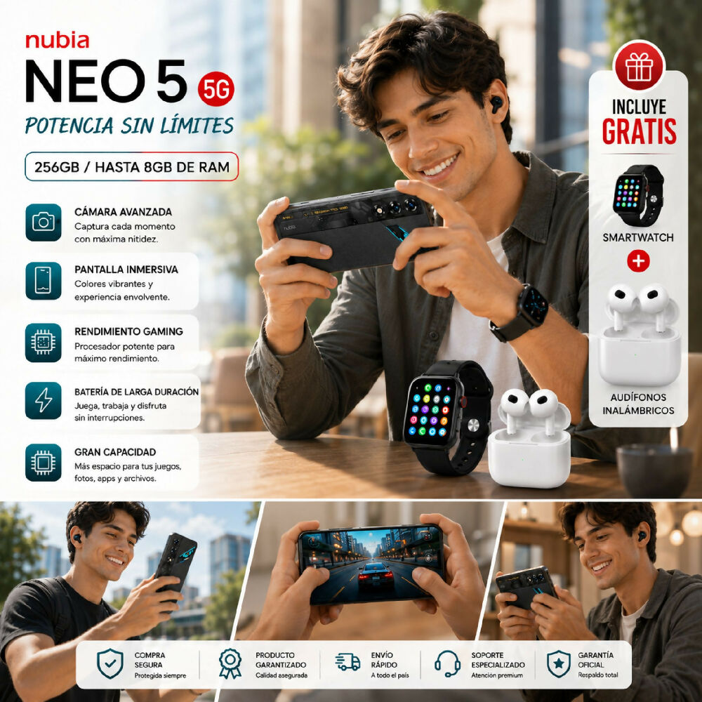Smartphone Nubia Neo 5 5G 256gb Libre Negro + 2 Obsequios Incluidos