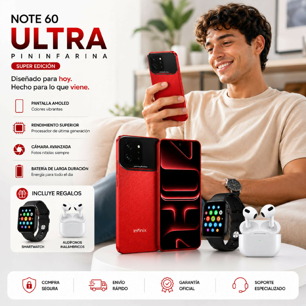 Celular Infinix Note 60 Ultra Edición Especial Cámara De 200MP Rojo + 2 Regalos Imperdibles