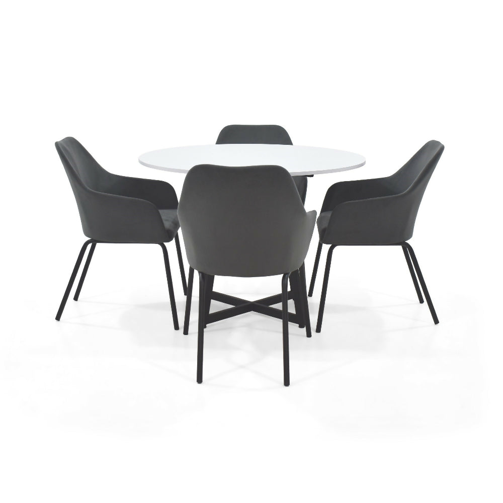Set de Comedor Redondo Malawi con 4 Sillas Mendoza Tela Gris