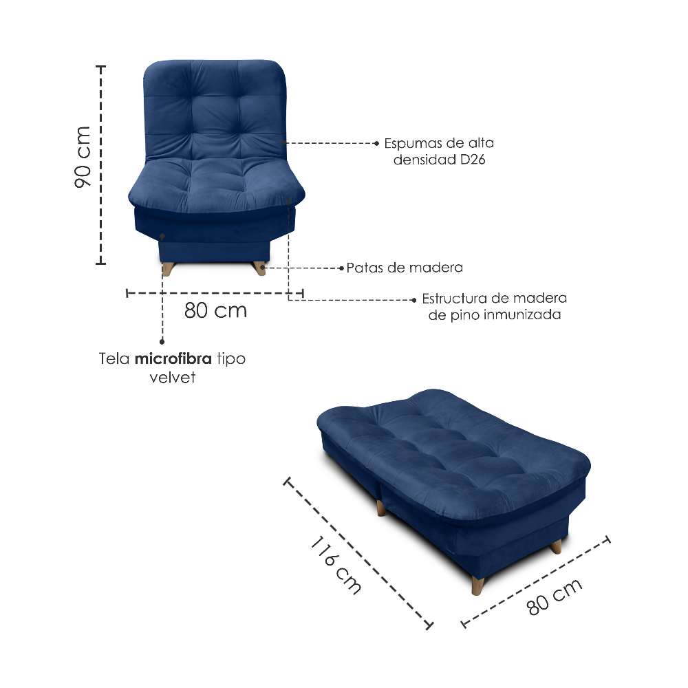 Silla Clic Clac Fendik Tela Azul
