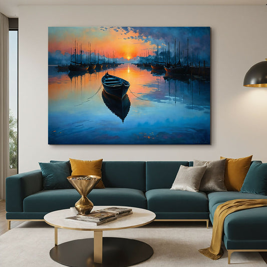 Lienzo Cuadro Decorativo Luz del Amanecer en el Mar 110x80CM