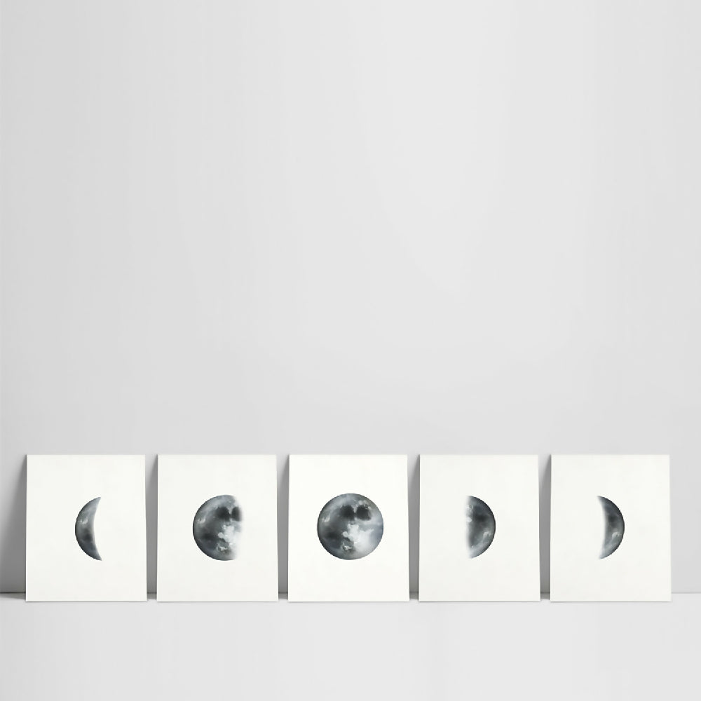 Set x5 Fases de la luna 25 cm x 30 cm