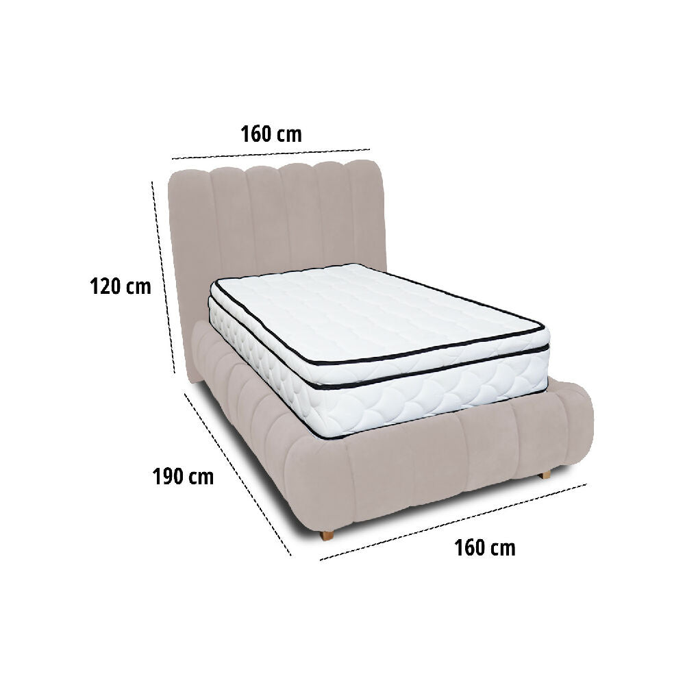 Combo Basecama Praga Modular Beige 160 Queen mas Espaldar