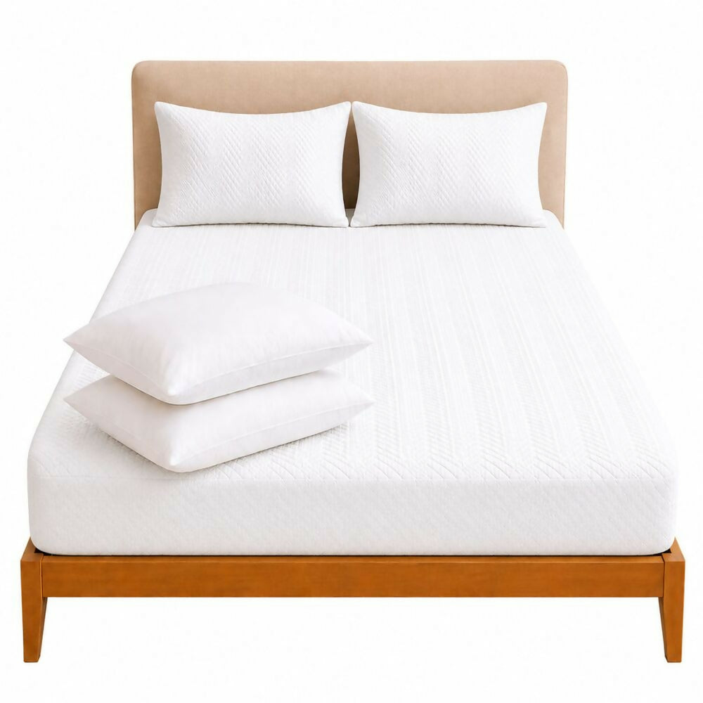 Combo protector colchon + 2 almohadas siliconadas semidoble blanco