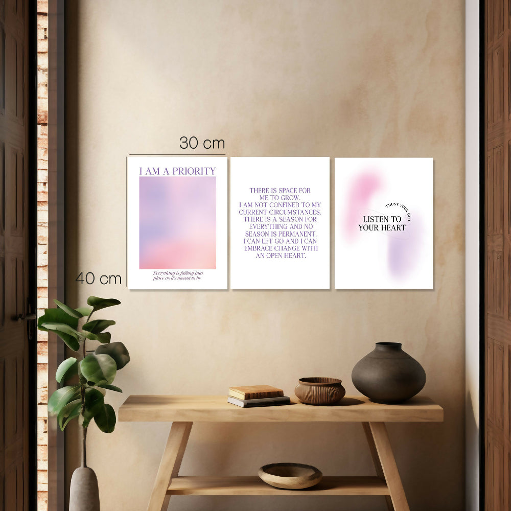 Cuadros Decorativos - Triptico I Am Priority 30x40