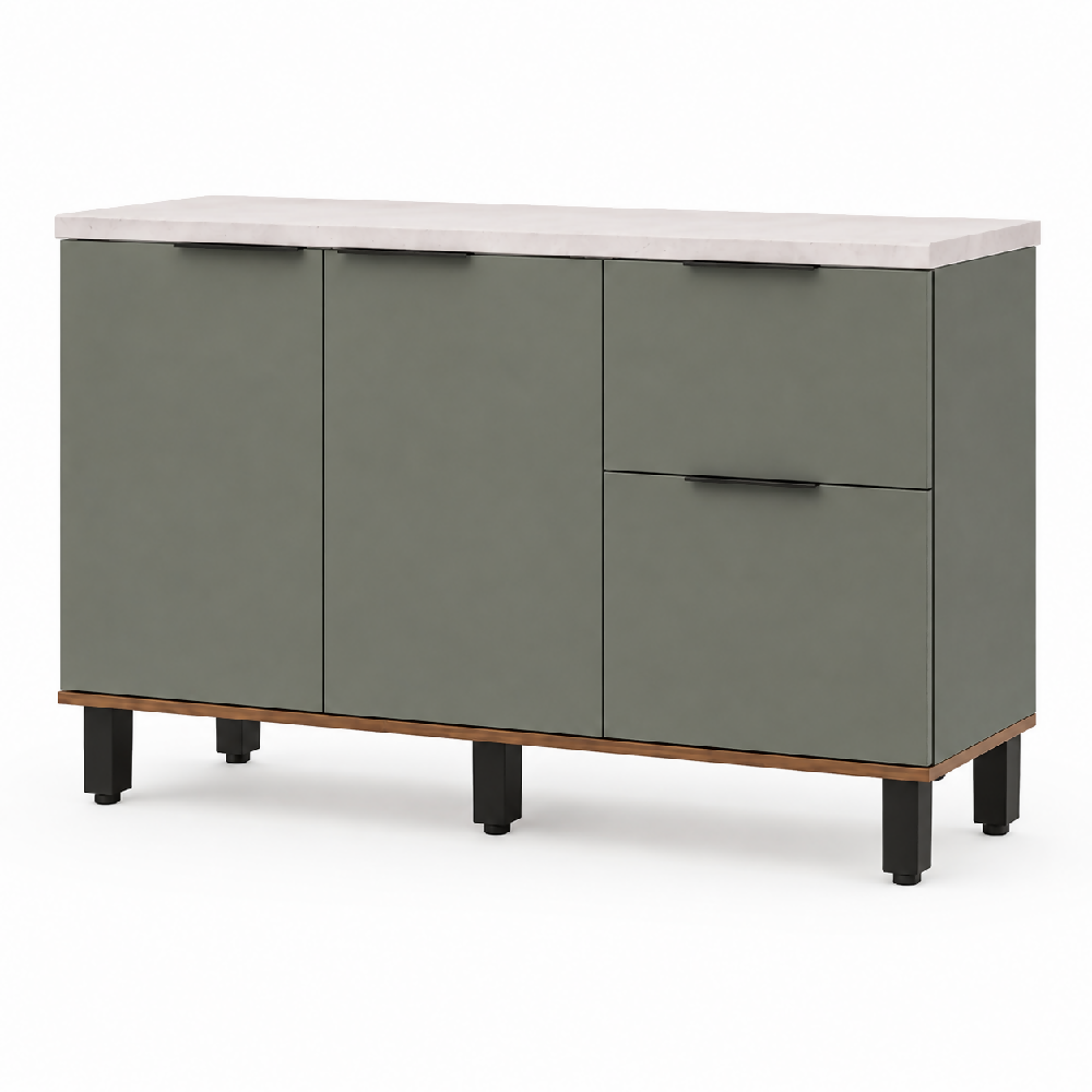 Cocina 120 cm Sicilia 4 Puertas 2 Cajones - Natural/Oliva