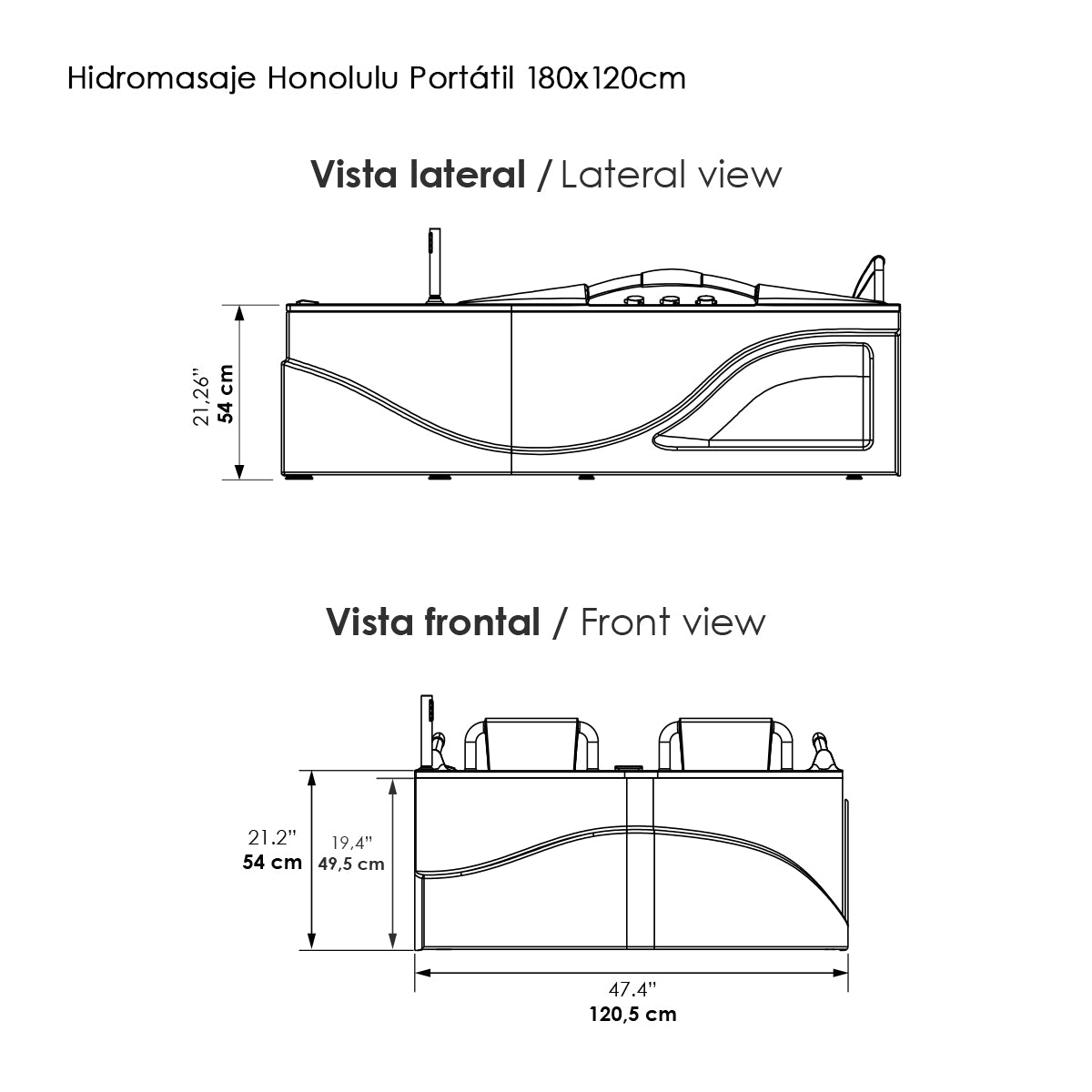 Hidromasaje Honolulu Derecha 180X120