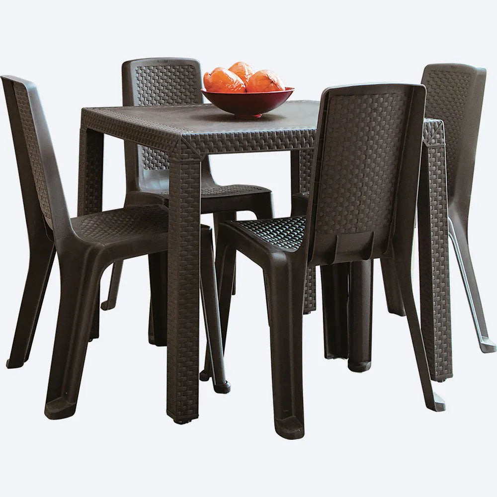 Combo Comedor Eterna (1 Mesa + 4 Sillas sin Brazos) Wengue