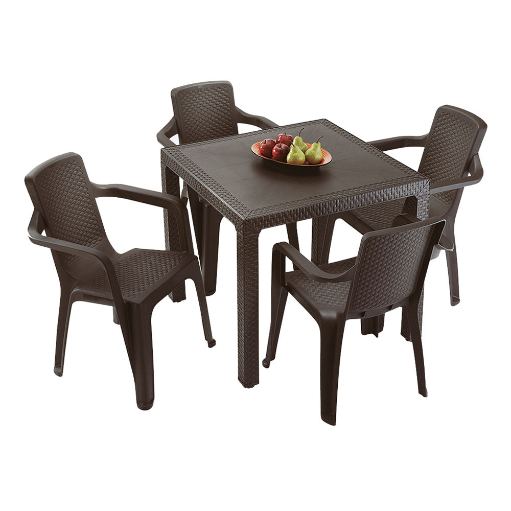 Combo Comedor Eterna (1 Mesa + 4 Sillas con Brazos) Wengue
