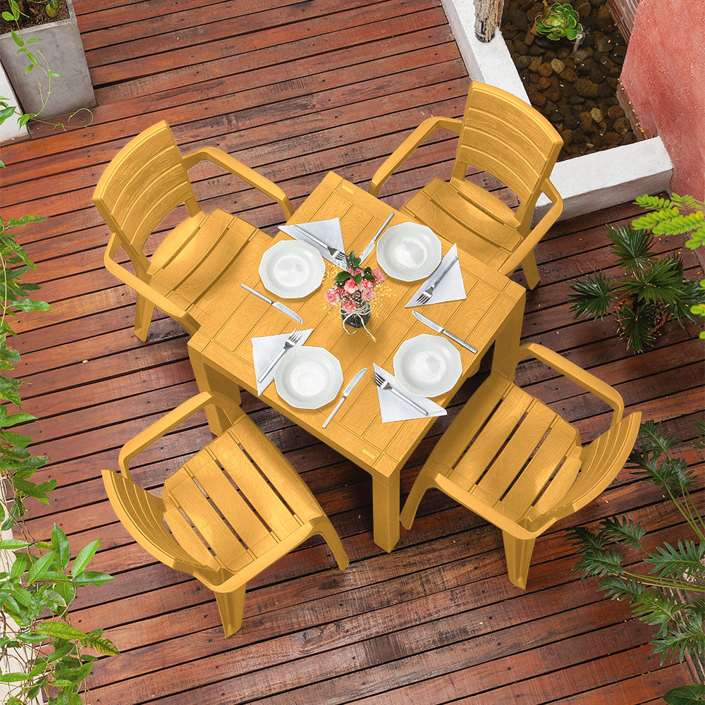 Combo Comedor Barú Trendy (1 Mesa + 4 Sillas con Brazos) Amarillo