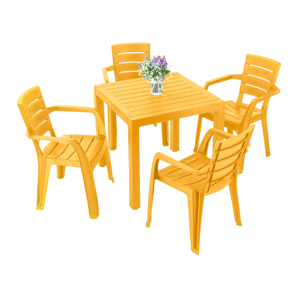 Combo Comedor Barú Trendy (1 Mesa + 4 Sillas con Brazos) Amarillo