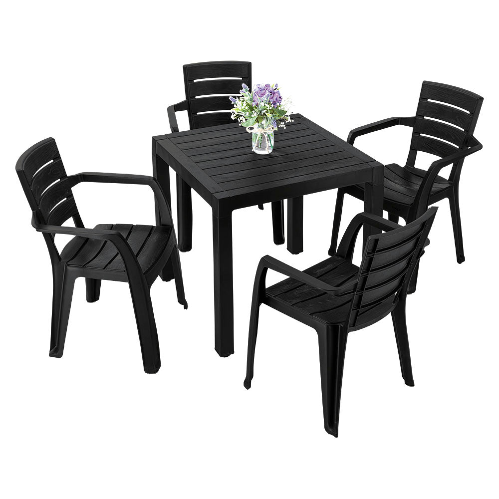 Combo Comedor Barú Trendy (1 Mesa + 4 Sillas con Brazos) Negro