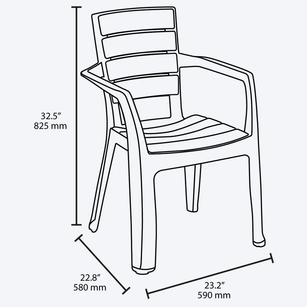 Combo Comedor Familiar Barú (1 Mesa + 6 Sillas con Brazos) Taupe