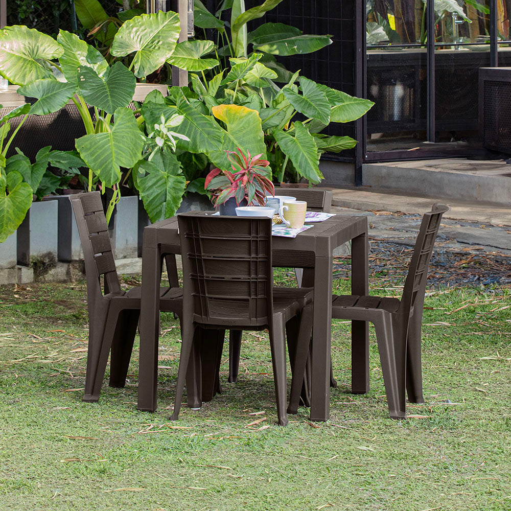 Combo Comedor Barú (1 Mesa + 4 Sillas Sin Brazos) Wengue