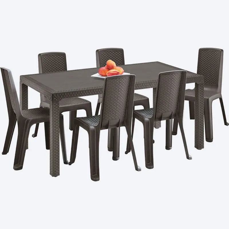 Combo Comedor Familiar Eterna (1 Mesa + 6 Sillas sin Brazos) Wengue