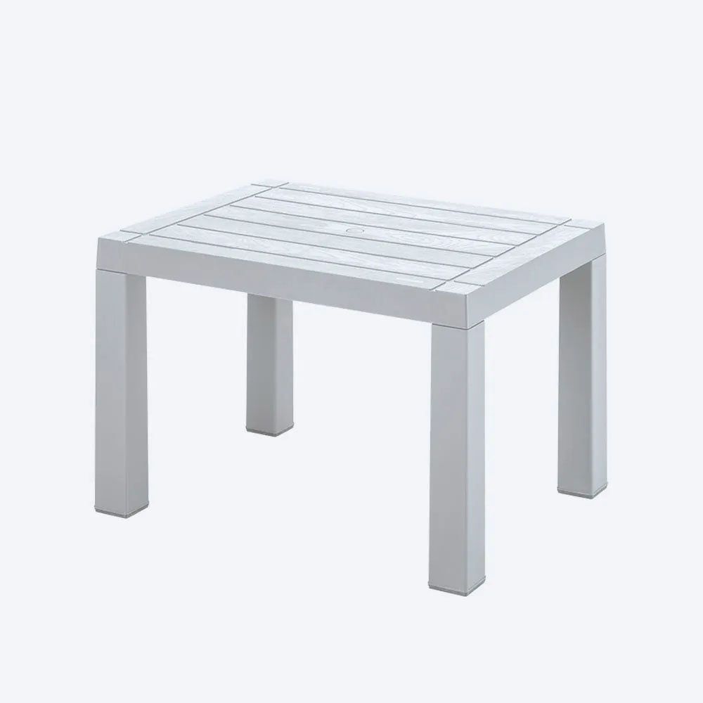 Combo Piscina (2 Camas Asoleadoras + 2 Sillas Playeras + 1 Mesa de Centro Rectangular) Blanco