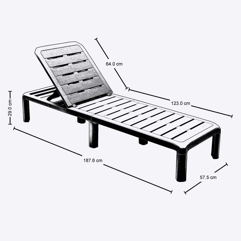 Combo Piscina (2 Camas Asoleadoras + 2 Sillas Playeras + 1 Mesa de Centro Rectangular) Blanco