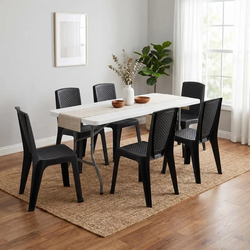 Combo Banquetero, 1 Mesa Banquetera, 6 Sillas Eterna sin Brazos Negro