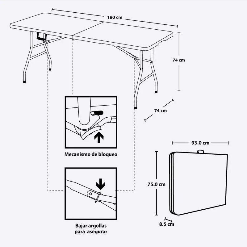 Combo Banquetero, 1 Mesa Banquetera, 6 Sillas Eterna sin Brazos Negro