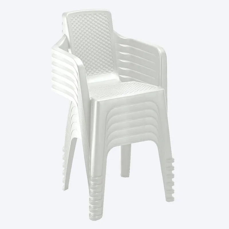 Combo Banquetero, 1 Mesa Banquetera, 6 Sillas Eterna con Brazos Blanco Arena