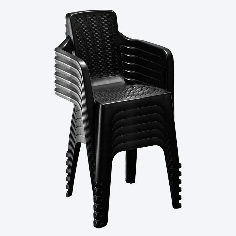 Combo Banquetero, 1 Mesa Banquetera, 6 Sillas Eterna con Brazos Negro