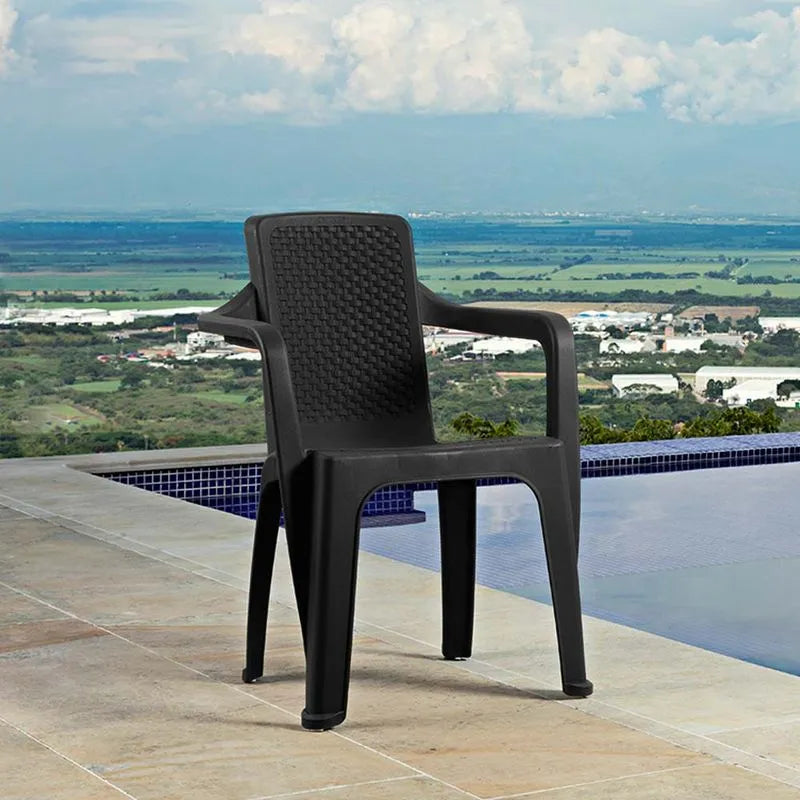 Combo Banquetero, 1 Mesa Banquetera, 6 Sillas Eterna con Brazos Negro