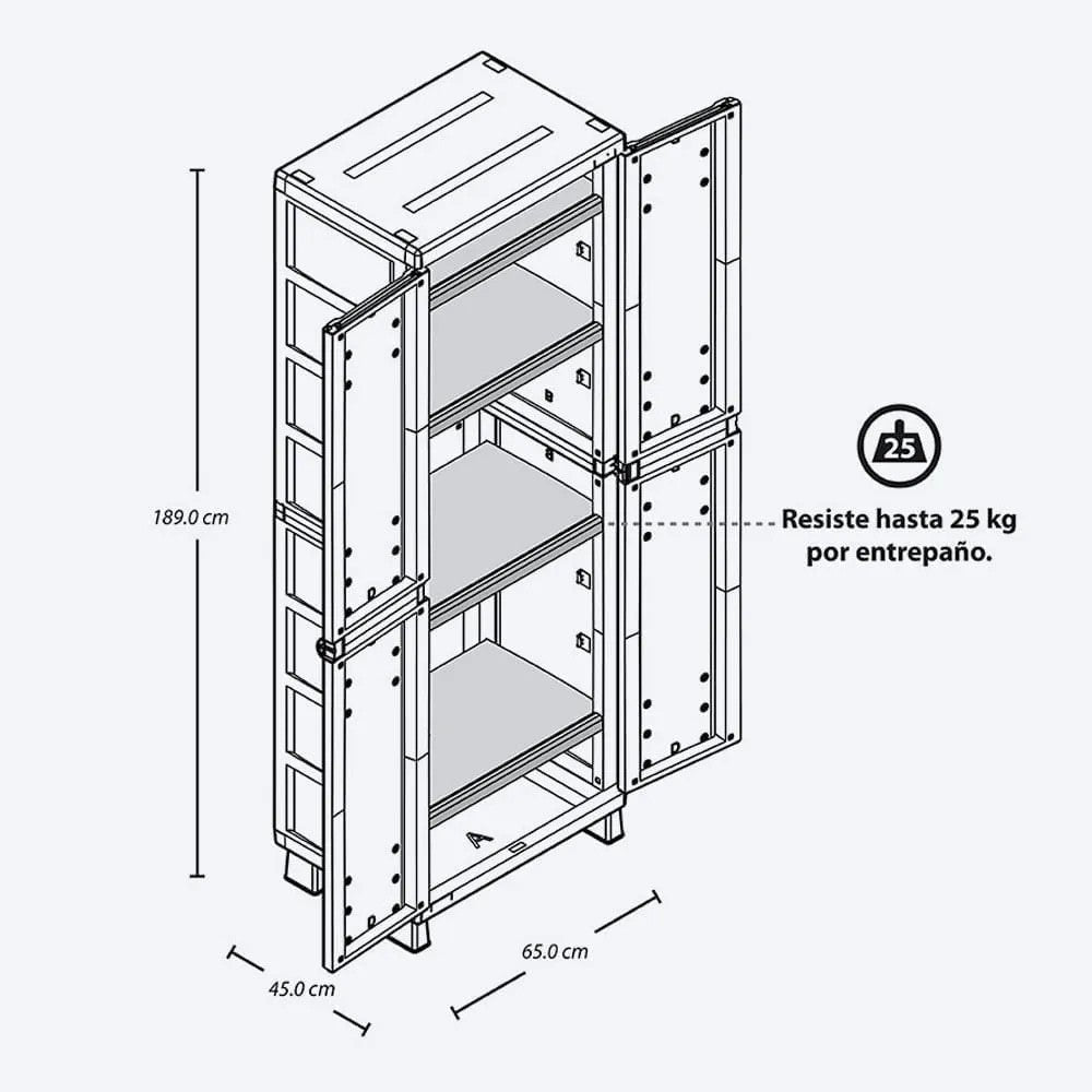 Combo Organizador Barú (Armario Grande + Baúl 100 lt) Gris