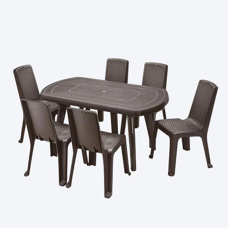 Combo Comedor Familiar Lotus (1 Mesa + 6 Sillas sin Brazos) Wengue