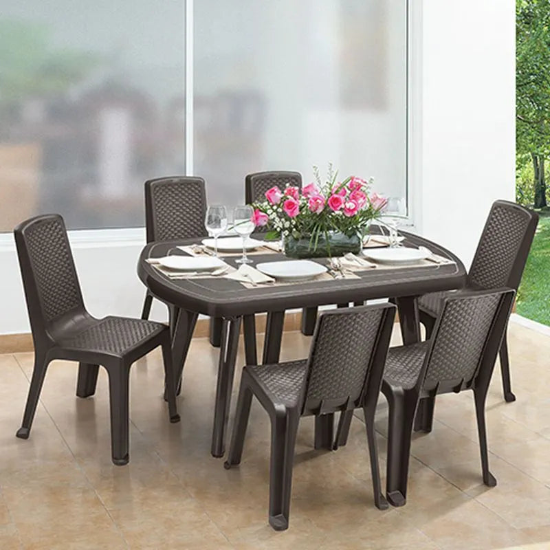 Combo Comedor Familiar Lotus (1 Mesa + 6 Sillas sin Brazos) Wengue