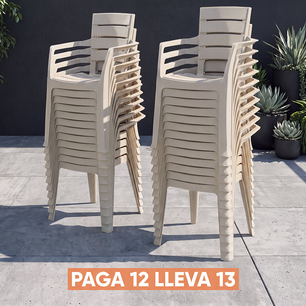 Silla Barú con Brazos Paga 12 Lleva 13 Taupe