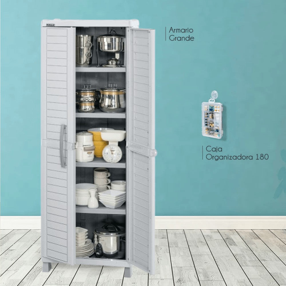 Armario Grande Barú + Caja Organizadora 180mm Gris Claro