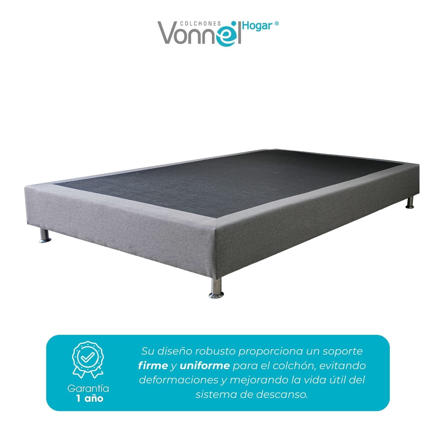 Base Cama Inox 100x190x20, Plata