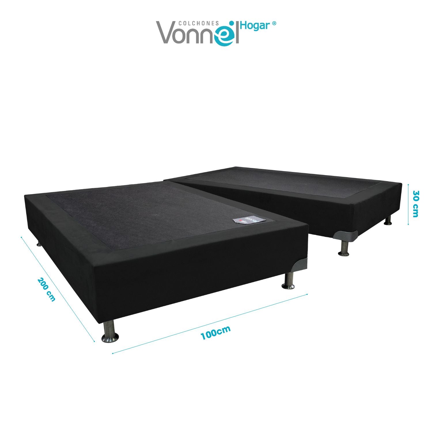 Base Cama Inox Modular 100x200x20, Negro