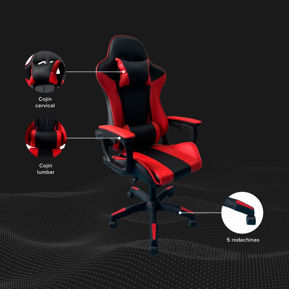 Silla Gamer Ness Ergonómica Reclinable, Rojo