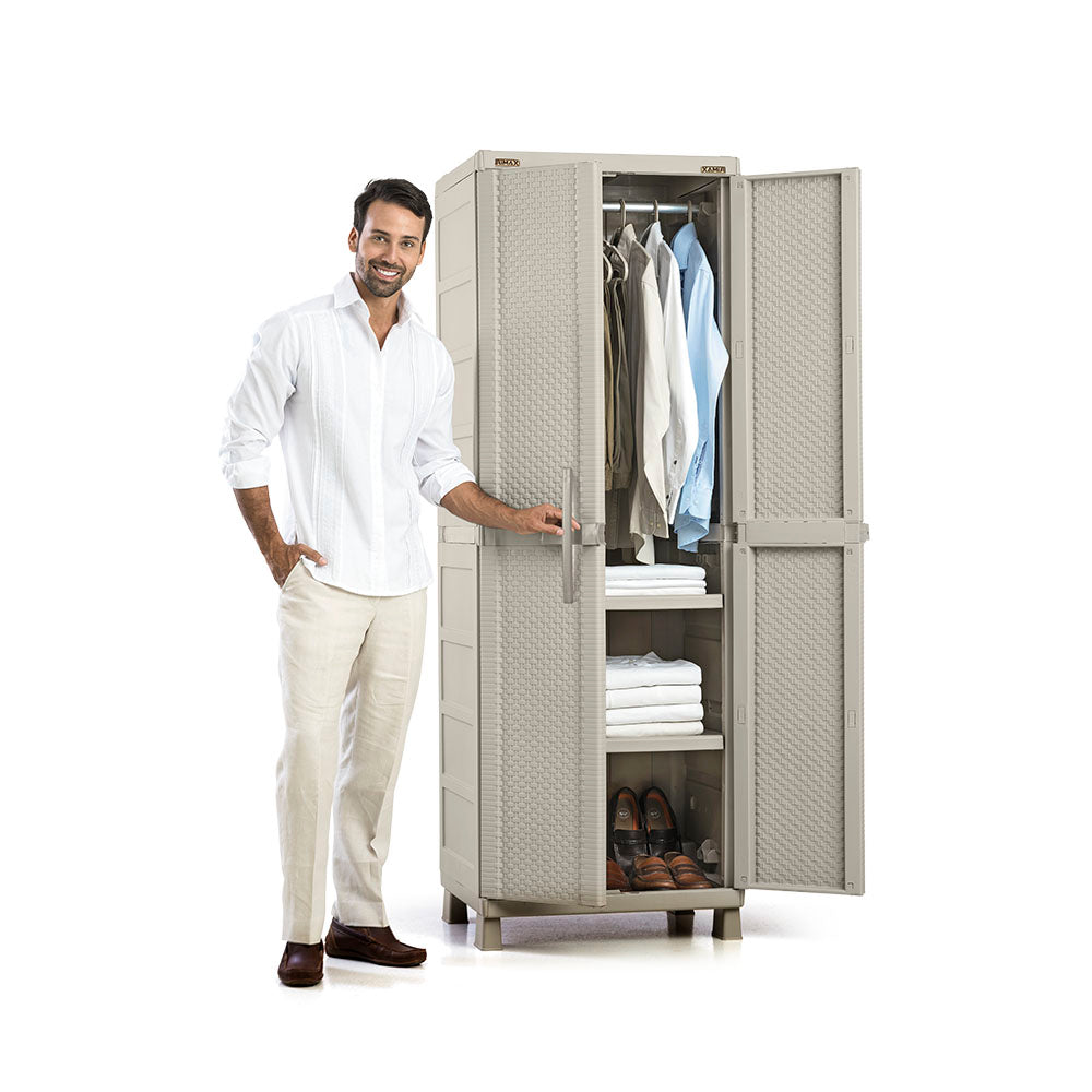 Armario Para Ropa Apariencia Rattan Taupe