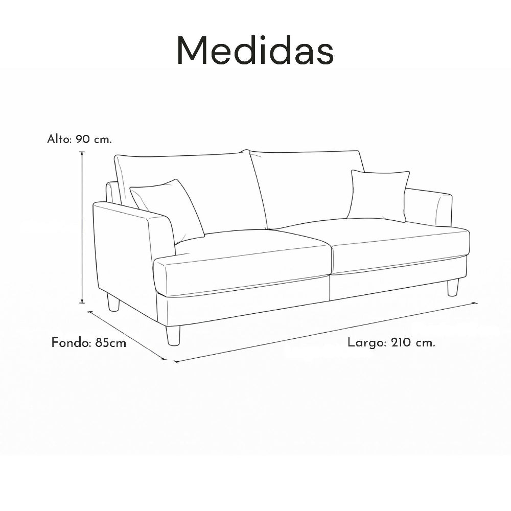 Sofá 3 Puestos Beige Asiana