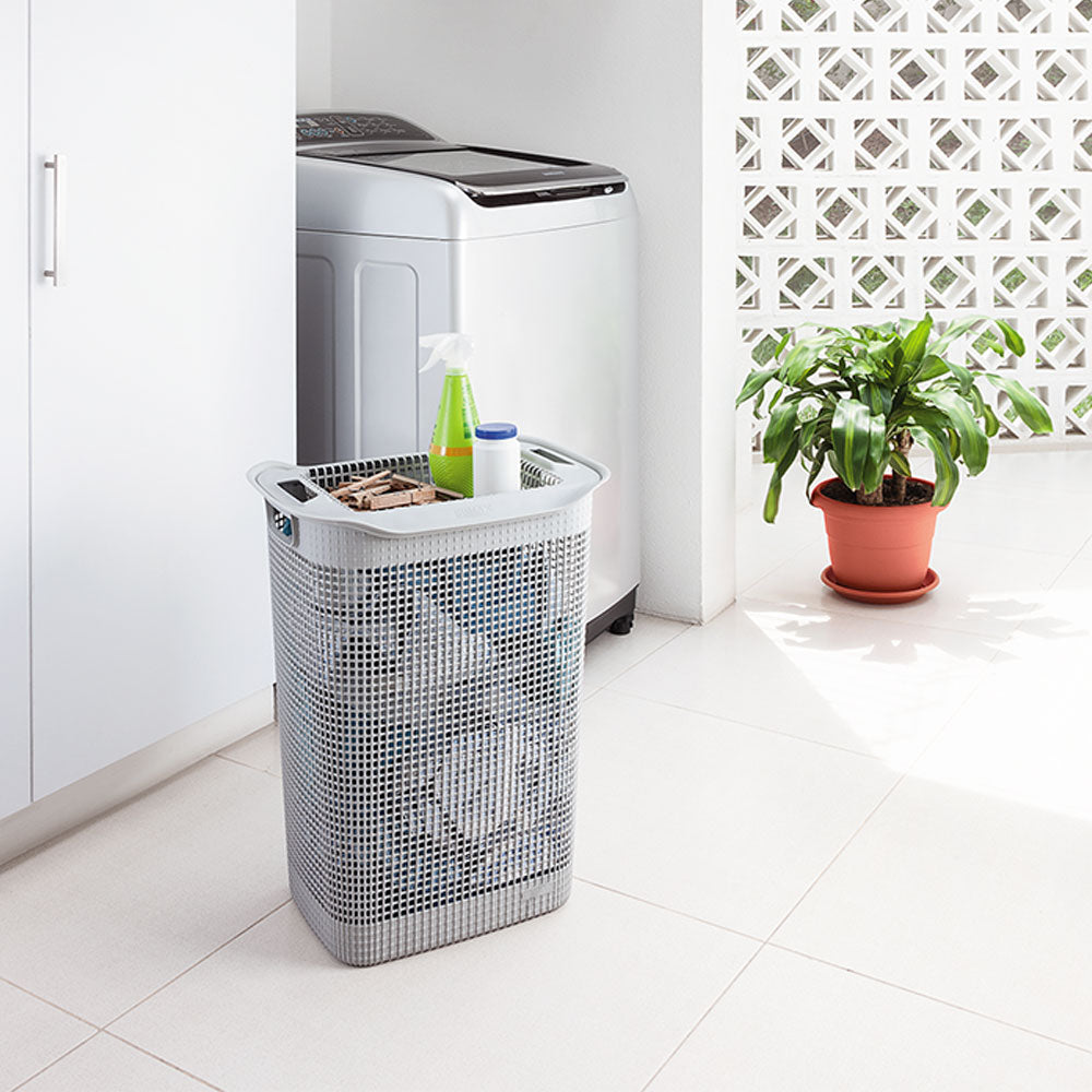 Cesta Para Ropa Linum Con Tejido Premium Gris Hielo