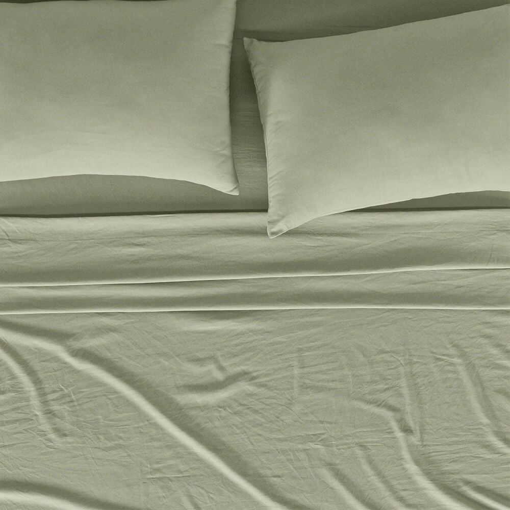 Sábanas Viasoft Washed Matcha, para Cama King