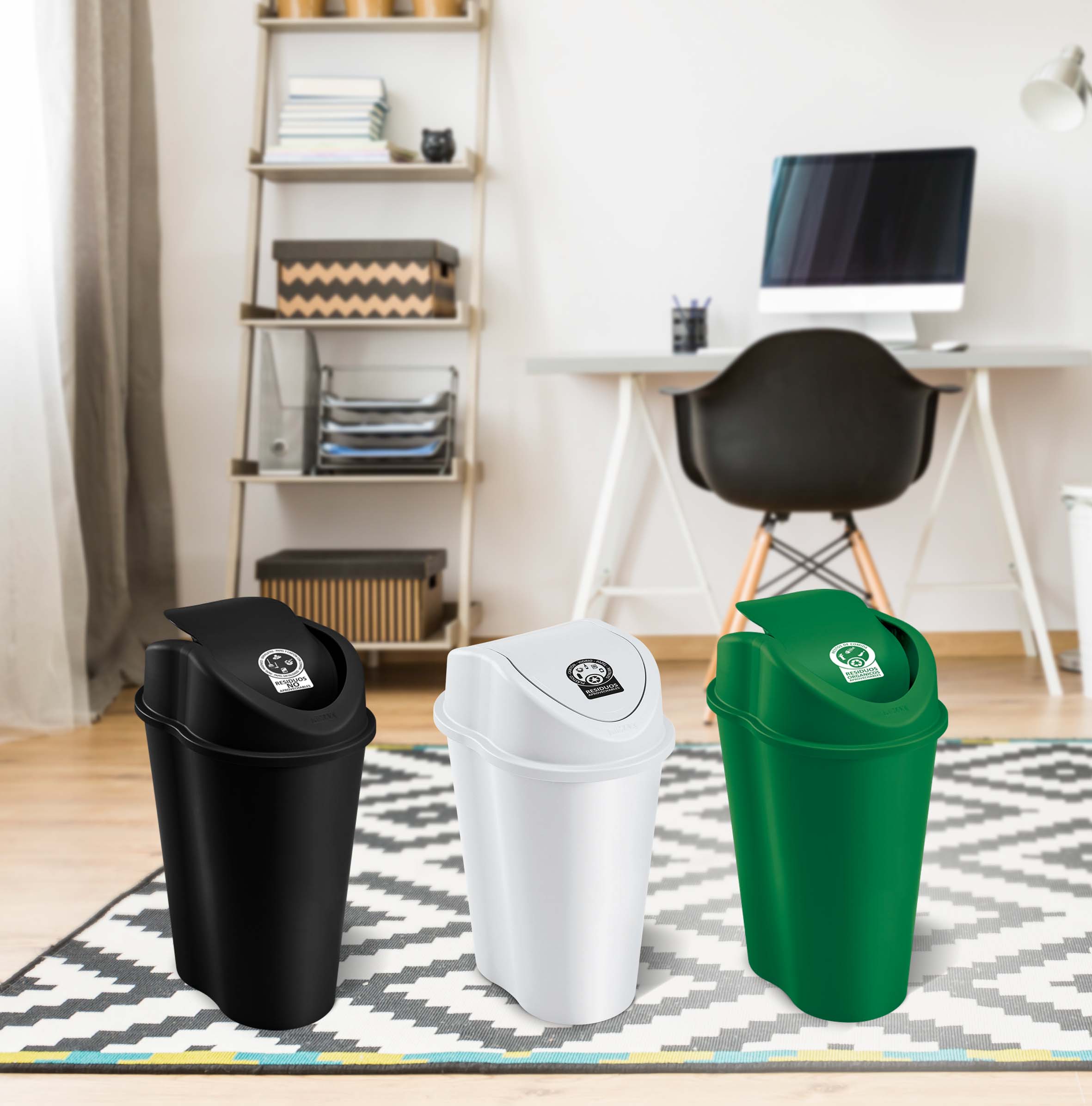 Papelera Style Tapa Vaiven 10 Litros Verde