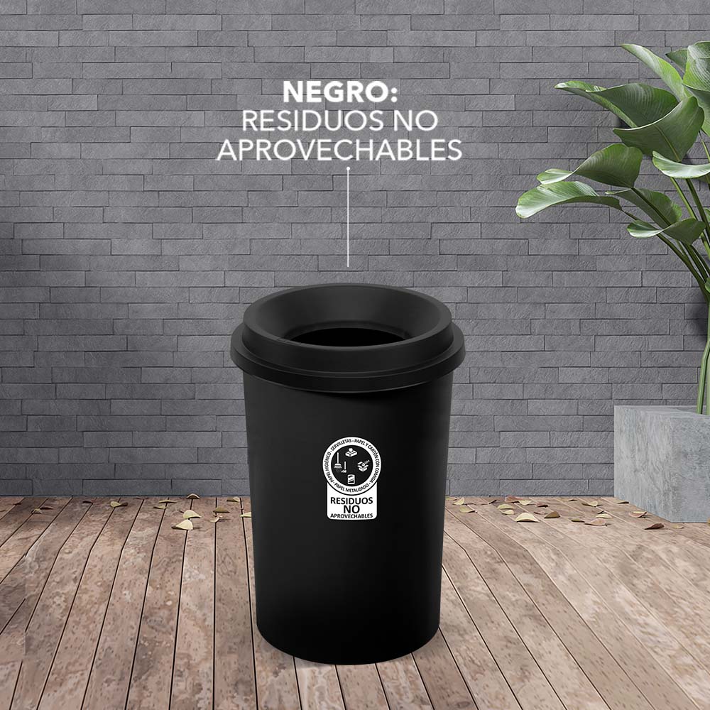 Papelera Evo 50 Litros Manejo Residuos Negro