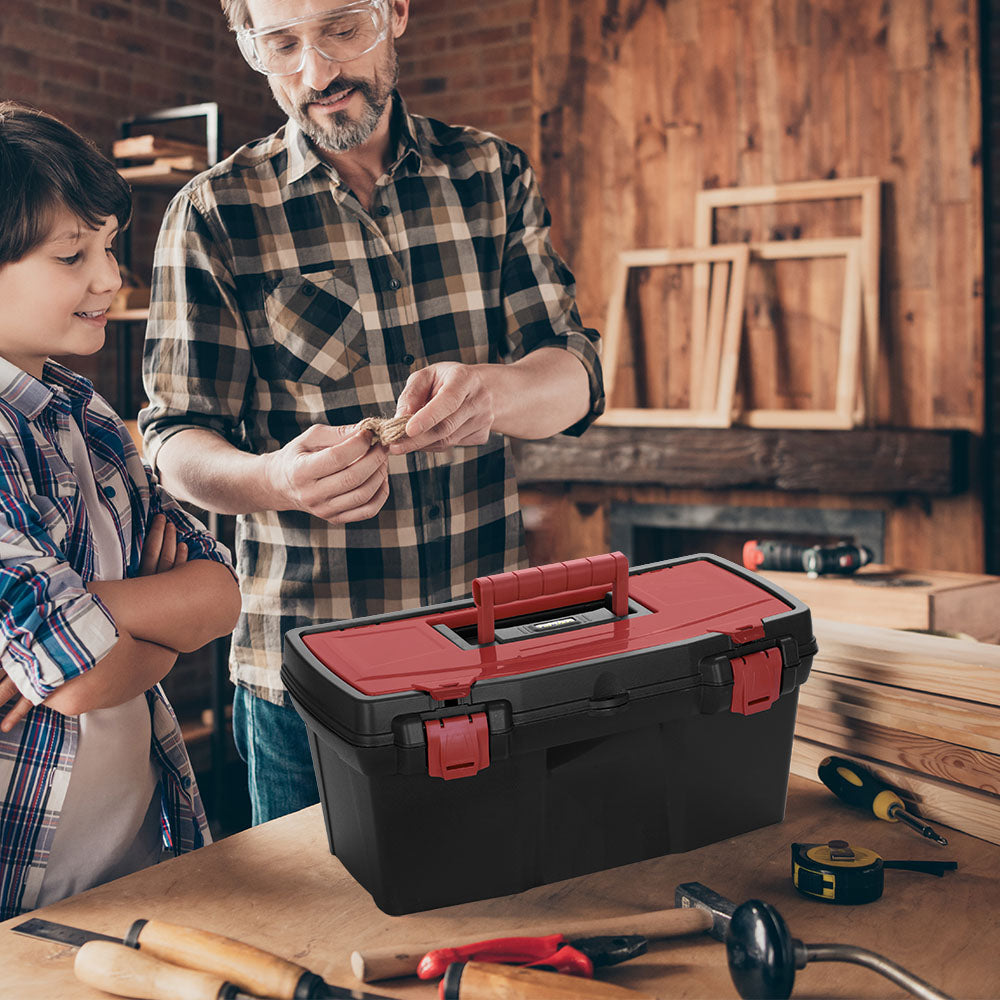 Caja Herramientas Combo 19" + 16" + 11" Apilable Cerradura Plástica Negro