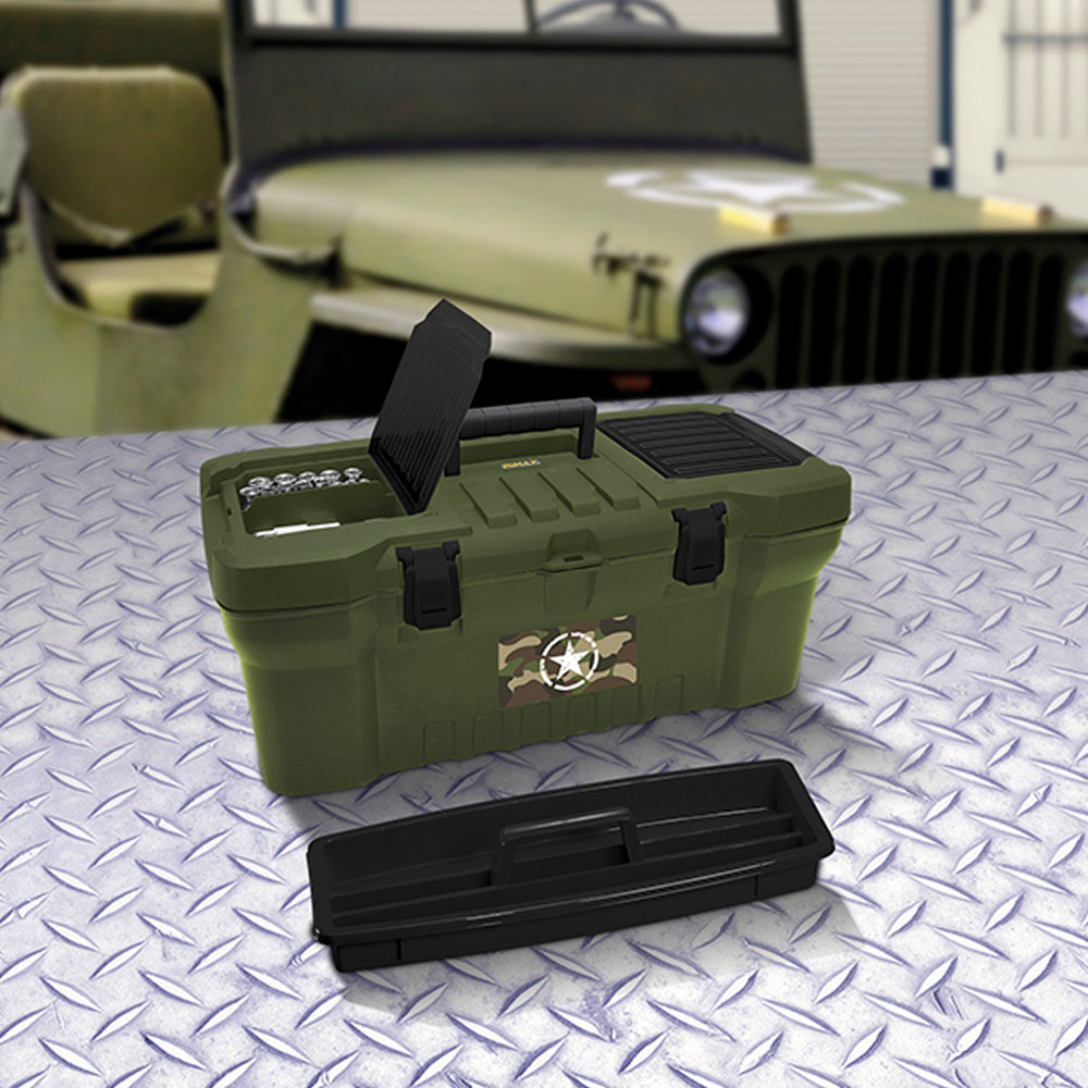 Caja Herramientas 20" Army Cerradura Plástica Verde