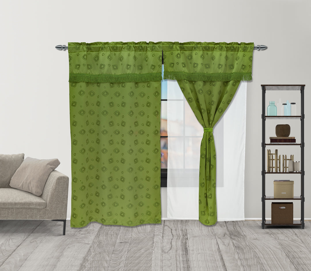 Cortina Fleco Grueso Verde 2,60 X 2,20 Aprox.