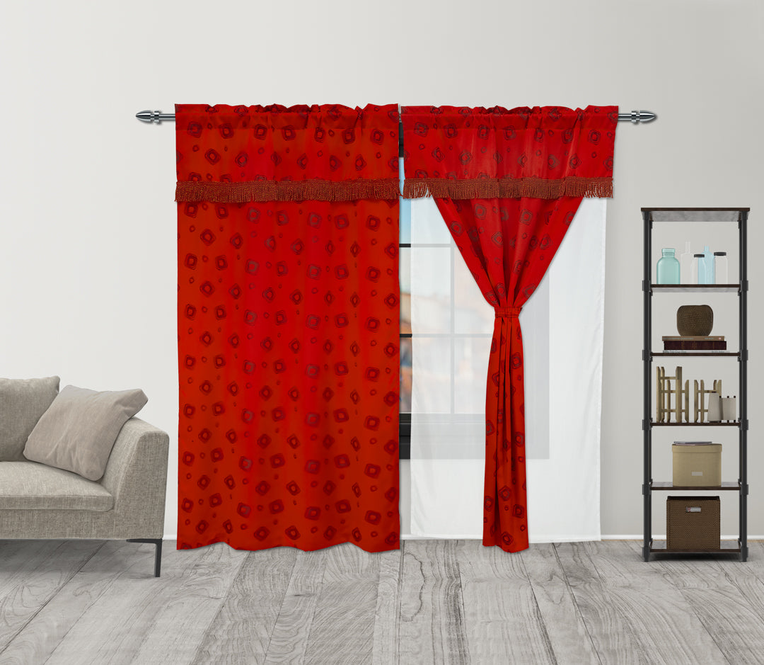 Cortina Fleco Grueso Roja 2,60 X 2,20 Aprox.