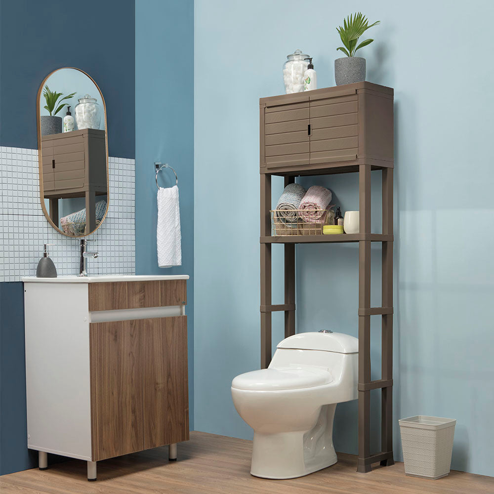 Estante Organizador con Puertas para Baño Mocca