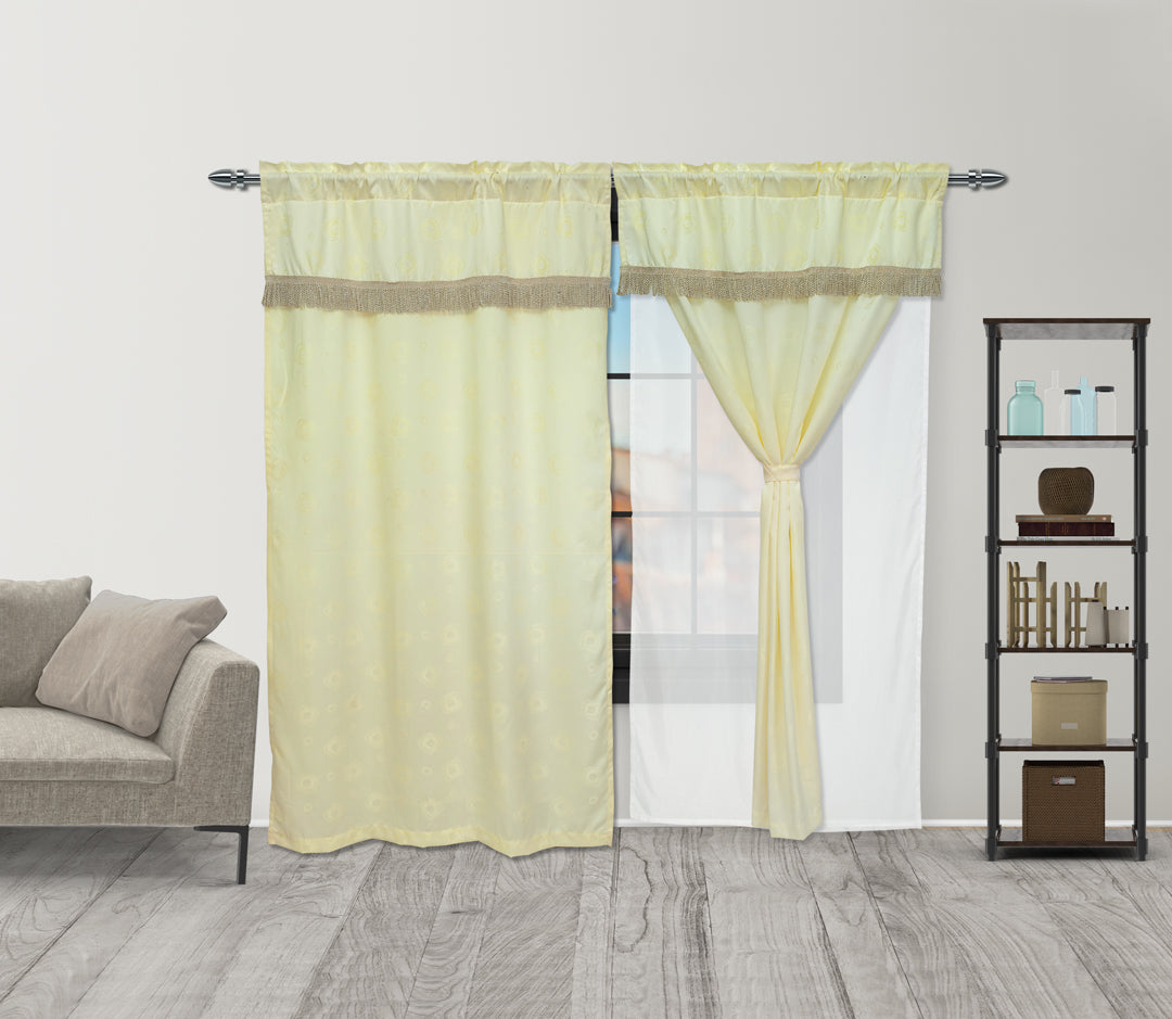 Cortina Fleco Grueso Beige 2,60 X 2,20 Aprox.
