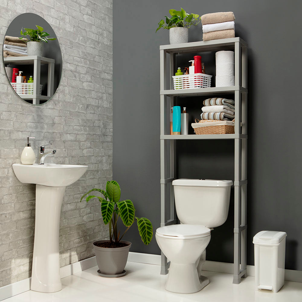 Estante Organizador 3 Niveles para Baño Gris Hielo