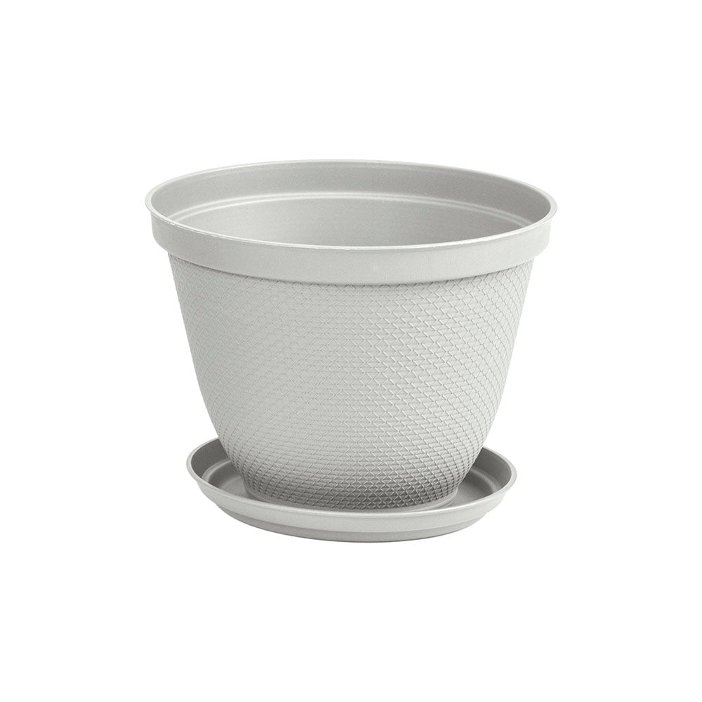 Matera Redonda Rafia 25 cm con Plato Gris Hielo
