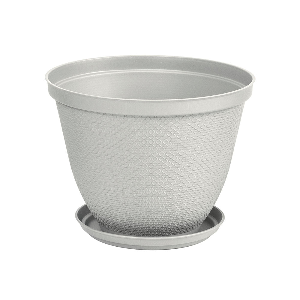 Matera Redonda Rafia 30 cm con Plato Gris Hielo
